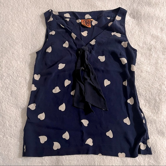 Tory Burch Heart Print Silk Top - Picture 1 of 6